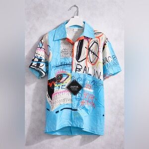 Zaful Multicolor Graphic Men's Abstract Shirt NWT